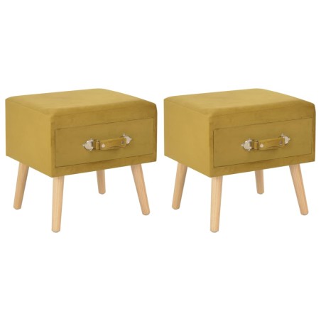 vidaXL Comodini Senape 2 pz 40x35x40 cm in Velluto