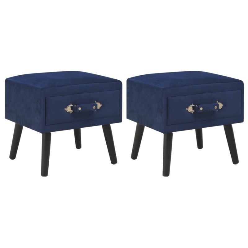 vidaXL Comodini Blu 2 pz 40x35x40 cm in Velluto vidaXL Comodini Blu 2 pz 40x35x40 cm in Velluto