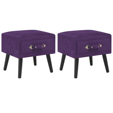 vidaXL Comodini Viola Scuro 2 pz 40x35x40 cm in Velluto