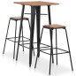 vidaXL Set da Bar 3 pz in Acciaio Nero Marrone 