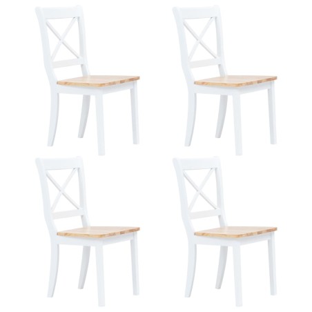 vidaXL Set da Pranzo 5 pz in Legno Massello di Hevea Bianco e Marrone