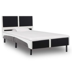 vidaXL Letto con Materasso Bianco Nero Similpelle 90x200 cm 