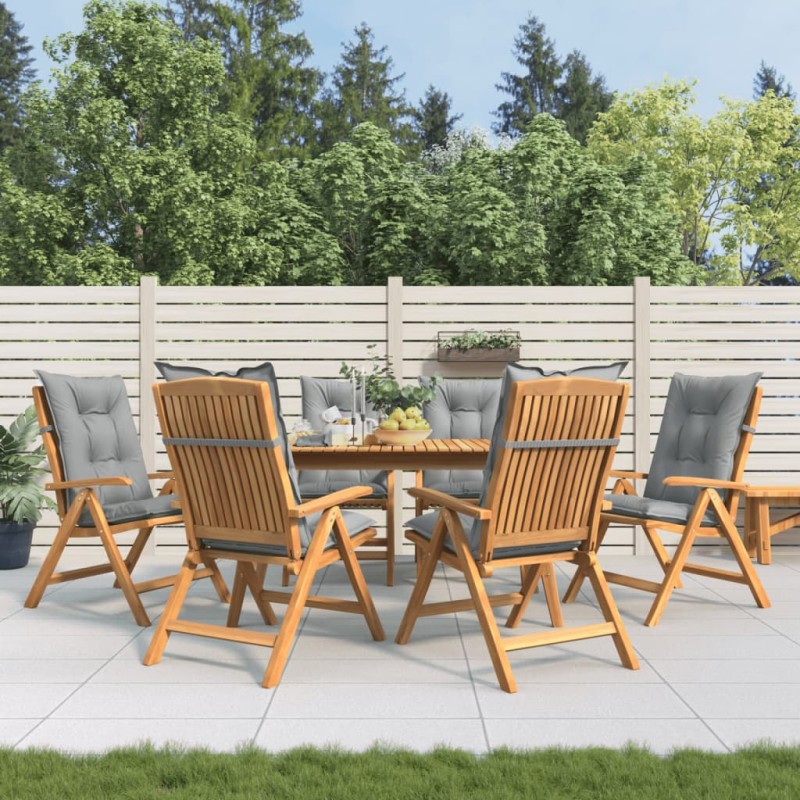vidaXL Sedie da Giardino Reclinabili con Cuscini 6 pz in Legno di Teak vidaXL Sedie da Giardino Reclinabili con Cuscini 6 pz in Legno di Teak