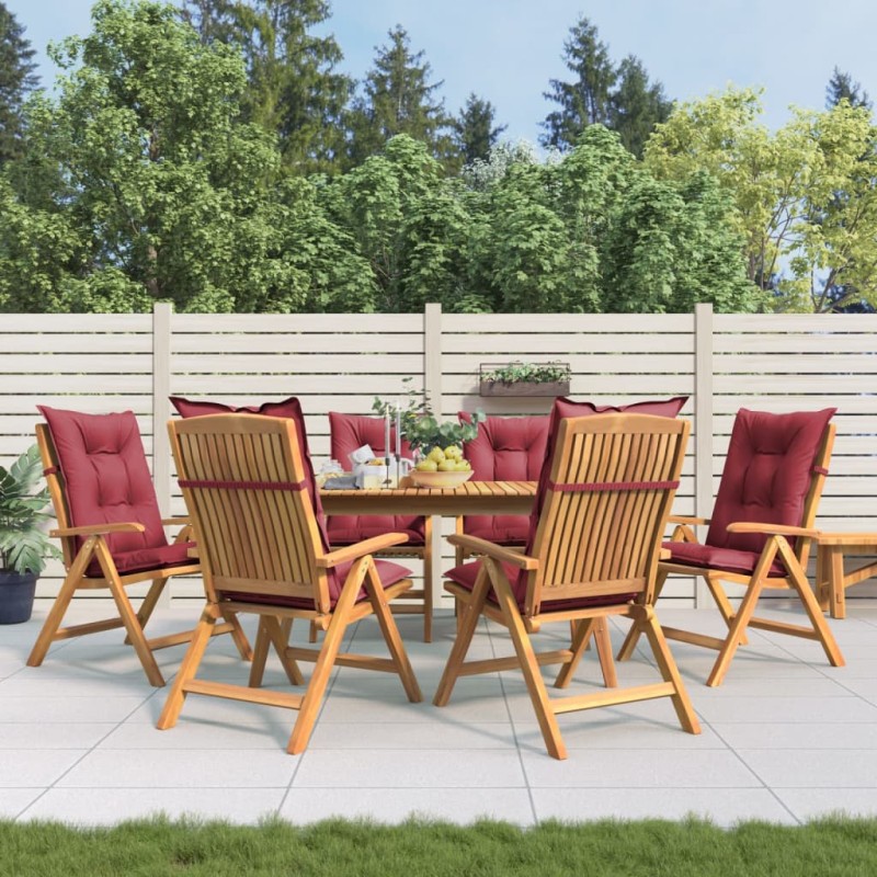 vidaXL Sedie da Giardino Reclinabili con Cuscini 6 pz in Legno di Teak vidaXL Sedie da Giardino Reclinabili con Cuscini 6 pz in Legno di Teak