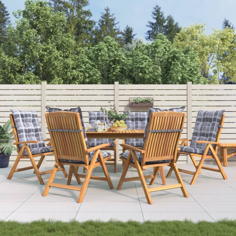 vidaXL Sedie da Giardino Reclinabili con Cuscini 6 pz in Legno di Teak vidaXL Sedie da Giardino Reclinabili con Cuscini 6 pz in Legno di Teak