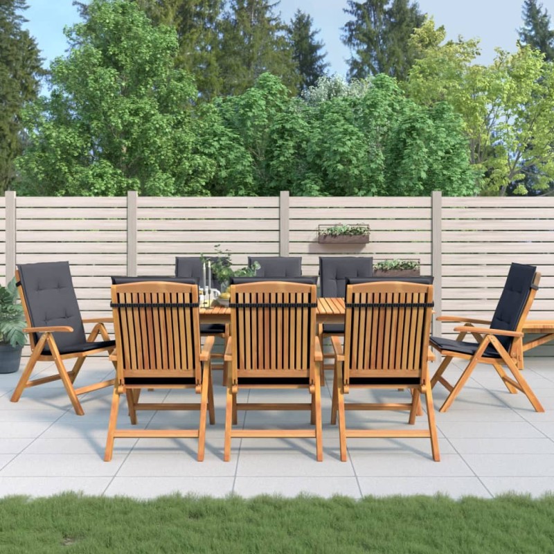vidaXL Sedie da Giardino Reclinabili con Cuscini 8 pz in Legno di Teak vidaXL Sedie da Giardino Reclinabili con Cuscini 8 pz in Legno di Teak