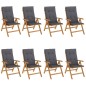 vidaXL Sedie da Giardino Reclinabili con Cuscini 8 pz in Legno di Teak vidaXL Sedie da Giardino Reclinabili con Cuscini 8 pz in Legno di Teak