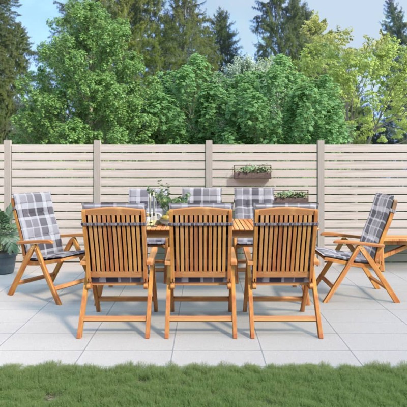 vidaXL Sedie da Giardino Reclinabili con Cuscini 8 pz in Legno di Teak vidaXL Sedie da Giardino Reclinabili con Cuscini 8 pz in Legno di Teak