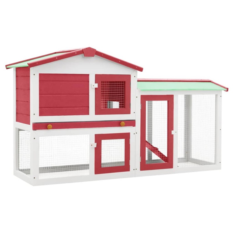 vidaXL Conigliera per Esterni Grande Rossa e Bianca 145x45x84 cm Legno vidaXL Conigliera per Esterni Grande Rossa e Bianca 145x45x84 cm Legno