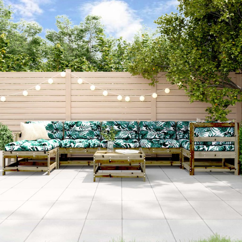 vidaXL Set Divani da Giardino 8pz con Cuscini Legno Impregnato di Pino vidaXL Set Divani da Giardino 8pz con Cuscini Legno Impregnato di Pino