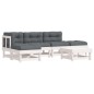 vidaXL Set Divani da Giardino 6pz con Cuscini in Legno Massello Bianco vidaXL Set Divani da Giardino 6pz con Cuscini in Legno Massello Bianco