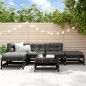 vidaXL Set Divani da Giardino 6 pz con Cuscini in Legno Massello Nero