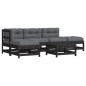 vidaXL Set Divani da Giardino 6 pz con Cuscini in Legno Massello Nero