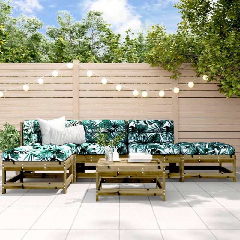 vidaXL Set Divani da Giardino 6pz con Cuscini Legno Impregnato di Pino vidaXL Set Divani da Giardino 6pz con Cuscini Legno Impregnato di Pino