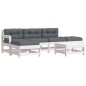 vidaXL Set Divani da Giardino 6pz con Cuscini in Legno Massello Bianco vidaXL Set Divani da Giardino 6pz con Cuscini in Legno Massello Bianco