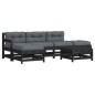 vidaXL Set Divani da Giardino 6 pz con Cuscini in Legno Massello Nero vidaXL Set Divani da Giardino 6 pz con Cuscini in Legno Massello Nero