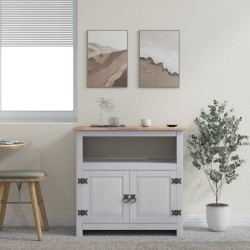 Comodino in Legno di Pino Messicano Corona Grigio 80x43x78 cm