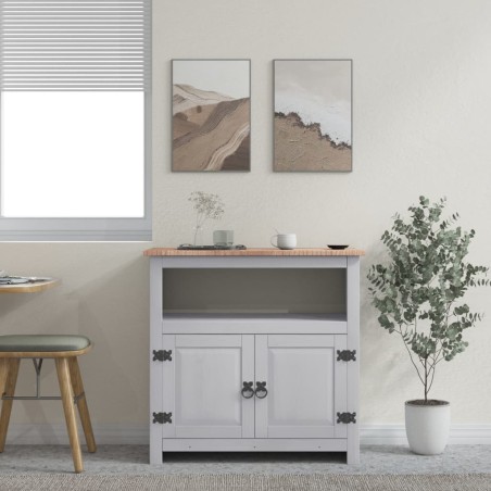 Comodino in Legno di Pino Messicano Corona Grigio 80x43x78 cm