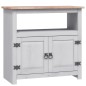Comodino in Legno di Pino Messicano Corona Grigio 80x43x78 cm Comodino in Legno di Pino Messicano Corona Grigio 80x43x78 cm