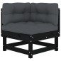 vidaXL Set Divani da Giardino 7 pz con Cuscini in Legno Massello Nero