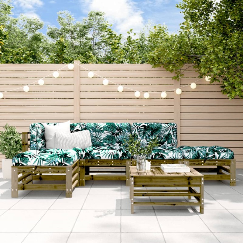 vidaXL Set Divani da Giardino 6pz con Cuscini Legno Impregnato di Pino vidaXL Set Divani da Giardino 6pz con Cuscini Legno Impregnato di Pino