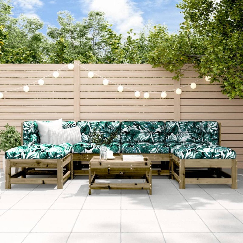 vidaXL Set Divani da Giardino 7pz con Cuscini Legno Impregnato di Pino vidaXL Set Divani da Giardino 7pz con Cuscini Legno Impregnato di Pino