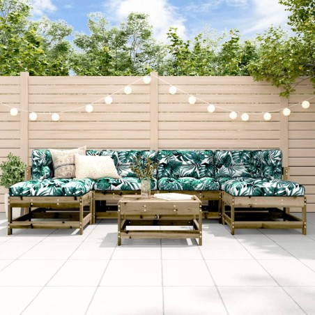 vidaXL Set Divani da Giardino 7pz con Cuscini Legno Impregnato di Pino