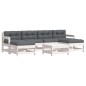 vidaXL Set Divani da Giardino 7pz con Cuscini in Legno Massello Bianco vidaXL Set Divani da Giardino 7pz con Cuscini in Legno Massello Bianco