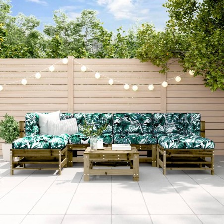 vidaXL Set Divani da Giardino 7pz con Cuscini Legno Impregnato di Pino