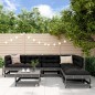 vidaXL Set Divani da Giardino 7pz con Cuscini in Legno Massello Grigio vidaXL Set Divani da Giardino 7pz con Cuscini in Legno Massello Grigio