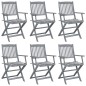 Sedie da Giardino Pieghevoli 6 pz con Cuscini Massello Acacia Sedie da Giardino Pieghevoli 6 pz con Cuscini Massello Acacia