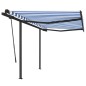 Tenda da Sole Retrattile Automatica Pali 3,5x2,5m Blu e Bianca Tenda da Sole Retrattile Automatica Pali 3,5x2,5m Blu e Bianca