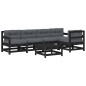 vidaXL Set Divani da Giardino 6 pz con Cuscini in Legno Massello Nero vidaXL Set Divani da Giardino 6 pz con Cuscini in Legno Massello Nero