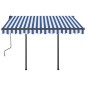 Tenda da Sole Retrattile Automatica Pali 3,5x2,5m Blu e Bianca Tenda da Sole Retrattile Automatica Pali 3,5x2,5m Blu e Bianca