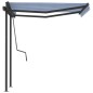 Tenda da Sole Retrattile Automatica Pali 3,5x2,5m Blu e Bianca Tenda da Sole Retrattile Automatica Pali 3,5x2,5m Blu e Bianca