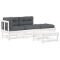 vidaXL Set Divani da Giardino 4pz con Cuscini in Legno Massello Bianco vidaXL Set Divani da Giardino 4pz con Cuscini in Legno Massello Bianco