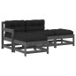 vidaXL Set Divani da Giardino 4pz con Cuscini in Legno Massello Grigio vidaXL Set Divani da Giardino 4pz con Cuscini in Legno Massello Grigio