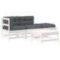 vidaXL Set Divani da Giardino 4pz con Cuscini in Legno Massello Bianco
