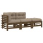 vidaXL Set Divani da Giardino 3 pz con Cuscini in Legno Massello Miele vidaXL Set Divani da Giardino 3 pz con Cuscini in Legno Massello Miele