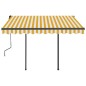 vidaXL Tenda da Sole Retrattile Automatica Pali 3,5x2,5m Gialla Bianca vidaXL Tenda da Sole Retrattile Automatica Pali 3,5x2,5m Gialla Bianca