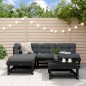 vidaXL Set Divani da Giardino 5 pz con Cuscini in Legno Massello Nero