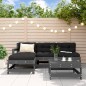 vidaXL Set Divani da Giardino 5pz con Cuscini in Legno Massello Grigio vidaXL Set Divani da Giardino 5pz con Cuscini in Legno Massello Grigio