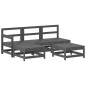 vidaXL Set Divani da Giardino 5pz con Cuscini in Legno Massello Grigio vidaXL Set Divani da Giardino 5pz con Cuscini in Legno Massello Grigio