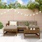 vidaXL Set Divani da Giardino 5 pz con Cuscini in Legno Massello Miele vidaXL Set Divani da Giardino 5 pz con Cuscini in Legno Massello Miele