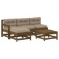 vidaXL Set Divani da Giardino 5 pz con Cuscini in Legno Massello Miele vidaXL Set Divani da Giardino 5 pz con Cuscini in Legno Massello Miele