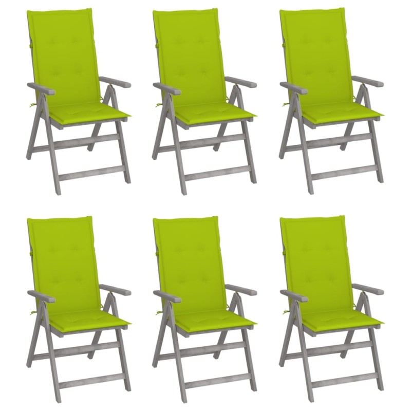 Sedie da Giardino Reclinabili 6 pz con Cuscini Massello Acacia Sedie da Giardino Reclinabili 6 pz con Cuscini Massello Acacia