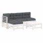vidaXL Set Divani da Giardino 5pz con Cuscini in Legno Massello Bianco vidaXL Set Divani da Giardino 5pz con Cuscini in Legno Massello Bianco