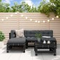 vidaXL Set Divani da Giardino 5 pz con Cuscini in Legno Massello Nero vidaXL Set Divani da Giardino 5 pz con Cuscini in Legno Massello Nero