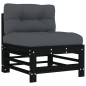 vidaXL Set Divani da Giardino 5 pz con Cuscini in Legno Massello Nero vidaXL Set Divani da Giardino 5 pz con Cuscini in Legno Massello Nero