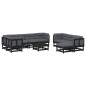 vidaXL Set Divani da Giardino 10 pz con Cuscini Legno Massello Nero
